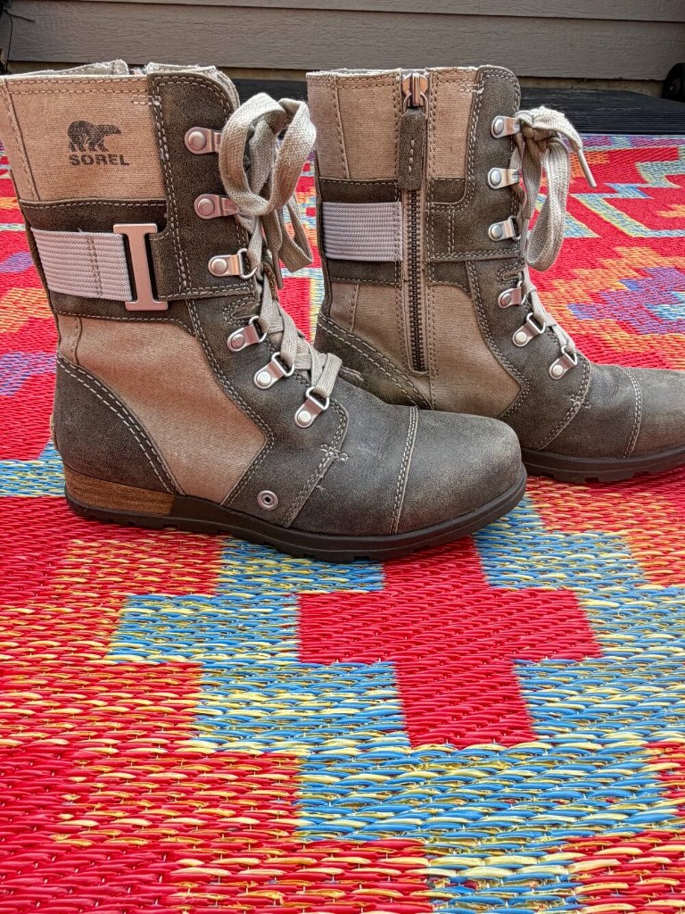 Sorel Major Carly Boots Fossil Verdant Combat Military Lace-Up | Women's Size 7 - Picture 12 of 14